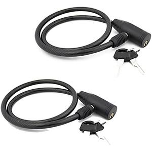 Wideskall 2-Pack 26" inch Light Duty 8mm Cable Keyed Bicycle Bike Lock w/ 2 Keys Cycling Anti-Theft Black