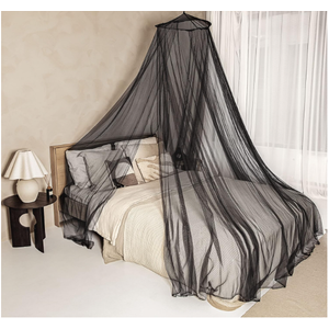 Black Mosquito Net for Single to King-Sized Beds – 2 Openings or Fully-Enclosed Bed Canopy – Conical Design for Decoration or Travel – Free Bag & Hanging Kit for Easy Setup