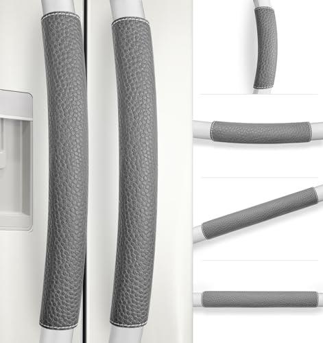 Rikzor Refrigerator Handle Covers, 4 PCS, Adjustable Appliance Handle Covers, Keep Your Kitchen Clean, Microwave Oven Stove Dishwasher Handle Protector, Non Slip Fridge Handle Cover (Dark Gray)