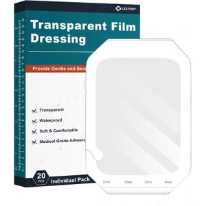 Transparent Film Dressing 6'' x 8'', 20 Packs Waterproof Wound Bandage Adhesive Patches, Wound Cover Patches for Post Surgical Shower, IV Shield, Tattoo Aftercare Bandage (6"x 8"(20 PCS))