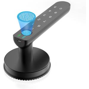 Fingerprint Door Lock with Keypads, Handle, Passwords, Fingerprint Door Knob Keyless Entry Door Lock for Home/Office/Bedroom/Apartment Black (Non-APP-Black)