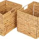 Storage BasketsWicker Baskets,Hyacinth Basket For Shelf,Folding 2 Packs Handmade Woven, Seagrass Baskets,Shelf Baskets For Storage Toys Books And Clothes and Other What You Want