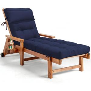 Waterproof Lounge Chair Cushion Outdoor for Chairs, Fade Resistant Chaise Lounger Replacement Cushions with 6 Ties, Thickened Memory Foam Pool Lounge Chair Cushions, 76 x 22 x 4.7 Inches, Blue