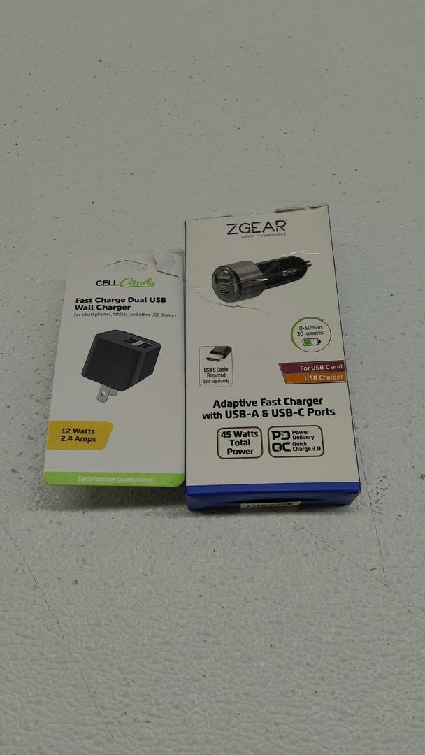 PP CCY 2.4A DUAL USB WALL CHARGER BLK, ZGEAR USB C CAR CHARGER W/USB A QC 3.0