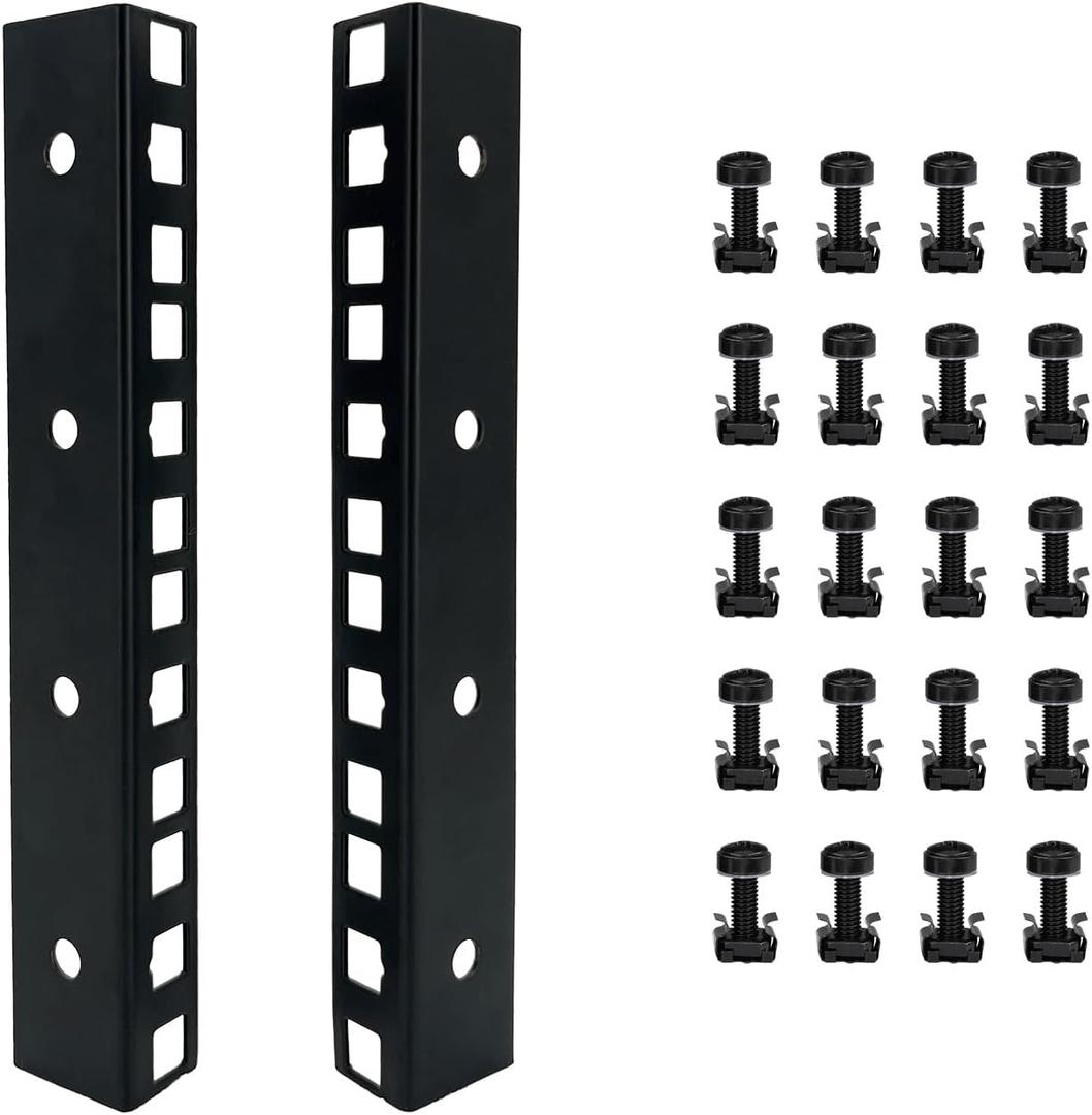 4U Rack Rails with M6 Rack Mount Screws and Cage Nuts Set for DIY Server and Studio Racks