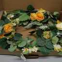 MISSPIN 5.9Ft Eucalyptus Garland with Flowers, Artificial Fake Flower Greenery Spring Garland for Baby Shower Wedding Mantle Table Centerpiece Spring Decor (Yellow)