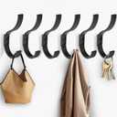 6 Large Towel Hooks for Heavy Duty Hanging. Black Coat Hooks for Kitchen and Bathroom Walls. Stylish Bag Hooks for Coats, Backpacks, Purses, and Robes. Screw in Metal Wall Hooks