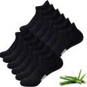 Niorasen Ankle Socks for Women, 6 Pairs Breathable Bamboo Viscose Low Cut Thin Socks,Moisture Wicking Casual Sports Running (Black), US 10-13