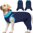T'CHAQUE Dog Surgery Suit for Dogs After Surgery, Dog Onesie for Spay Surgery Female, Anti Licking Rear Leg Sleeve,Bodysuit for Abdominal Wounds Skin Disease,Substitute E-Collar & Cone,Navy Blue,L