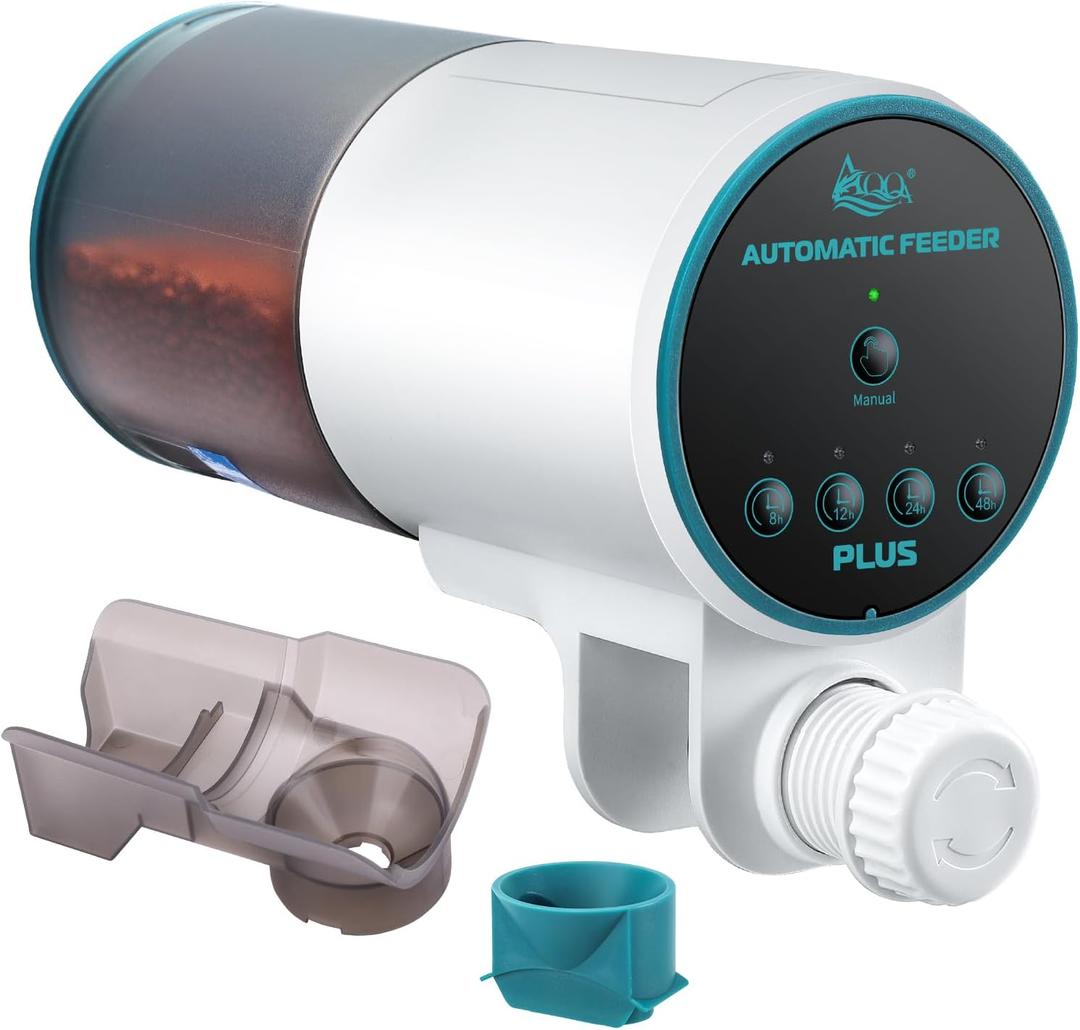 AQQA Automatic Fish Feeder for Aquarium, Auto Food Dispenser with Timer, 230 ML Large Capacity for Turtle Betta Goldfish