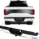 KYX Rear Bumper Compatible for Ford F150 2015 2016 2017 2018 2019 2020, Chrome Rear Step Bumper w/Sensor Holes & Max Tow Hitch, w/o Dual Exhaust Cut-Outs, Replacement for FO1103191, FL3Z17906DPTM