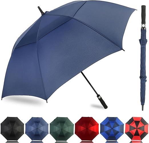 LLanxiry Extra Large Golf Umbrella, Windproof & Heavy Duty, Double Canopy Vented Automatic Open Umbrellas for Rain & Wind, Oversized Umbrella for Golf, Outdoor Sports, and Travel