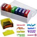 Bertiveny Teacher Stamps for Grading Classroom,Parent Signature Self-Inking Teacher Stamp Set School Supplies Stamps for Homework Reward with 8 pcs Classroom Supplies for School Elementary(Rainbow)