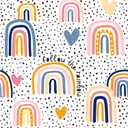 HAOKHOME Rainbow Peel and Stick Wallpaper Nursery Kids Room Wall Paper Removable Self Adhesive Cut Heart dots for Playroom Accent Wall 17.3in x 9.8ft