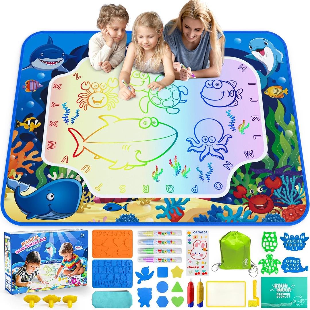 Water Doodle Mat for Kids 32x40 Inch, Mess Free Coloring Mat Educational Toy for 3 4 5 6 7 8 Years Old Girls & Boys, Neon Color Mat Doodle Board Writing Drawing Toys Holiday Christmas Birthday Gifts Water Doodle Mat for Kids 32x40 Inch, Mess Free Coloring Mat Educational Toy for 3 4 5 6 7 8 Years Old Girls & Boys, Neon Color Mat Doodle Board Writing Drawing Toys Holiday Christmas Birthday Gifts