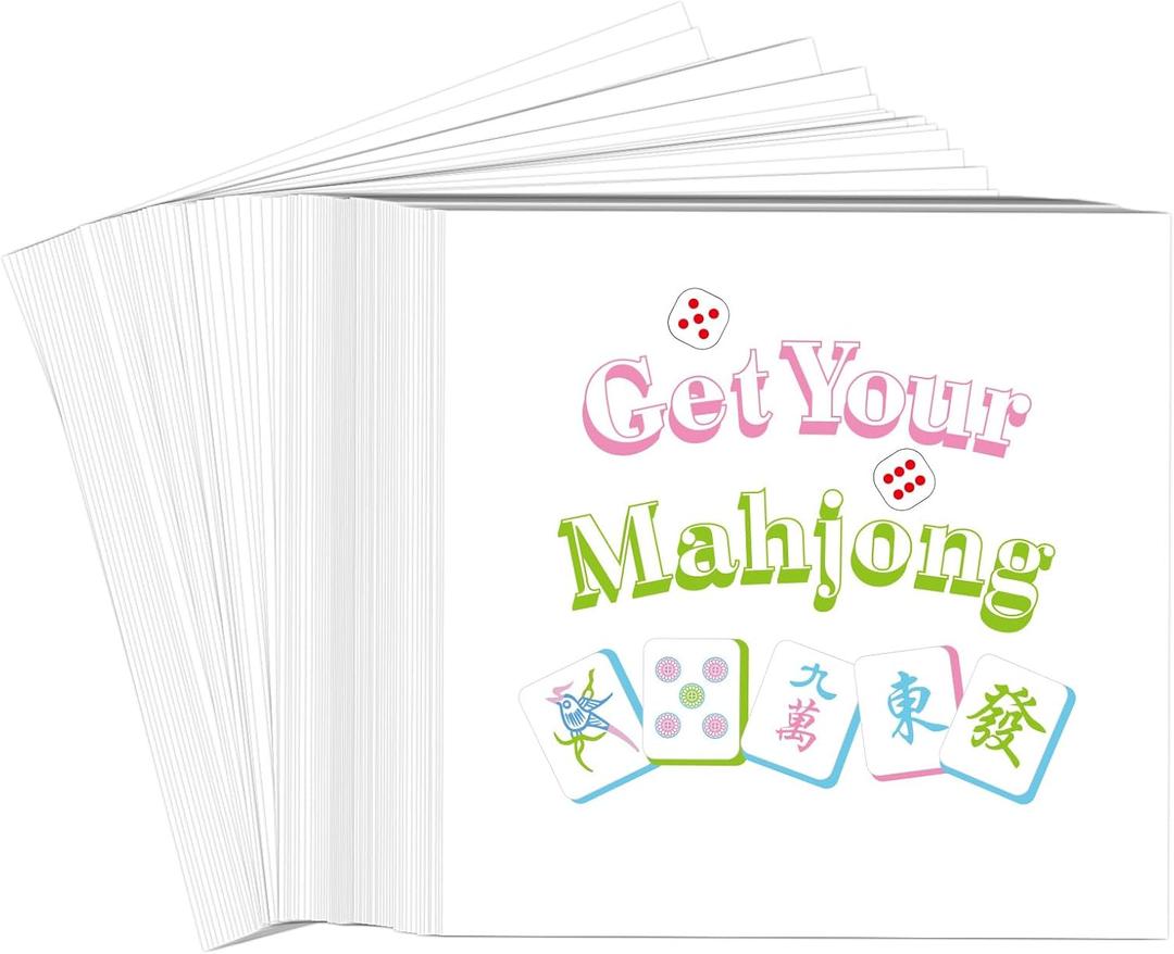 2 x 100pcs Mahjong Cocktail Napkins, 4.92x4.92in 2-Ply Paper Funny Cocktail Napkins with Mahjong Patterns for Asian-Themed Party Casual Gatherings Game Night Supplies