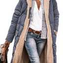 PRETTYGARDEN Women 2025 Winter Clothes Trendy Reversible Zipper Furry Fleece Long Coat Jackets (Grey Blue, Medium)