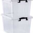 Citylife 22 QT Clear Plastic Storage Bins with Lids Stackable and Nestable Storage Boxes with Lids Large Plastic Storage Containers for Garage, Closet, Kitchen, 2 Packs