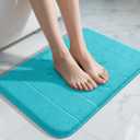 Yimobra Memory Foam Bath Mat, Super Soft Absorbent Bathroom Rug Non Slip 24x17 Inch, Quick Dry, Machine Washable Floor Carpet for Tub Shower, Home Decor Accessories, Lake Blue