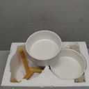 Elevated Ceramic Dog Bowl Set - Raised Dog Bowls with Non-Slip Bamboo Stand - Dog Food and Water Bowl Set - Double Dog Feeding Bowls - Suitable for Small and Medium Dogs - 28.74 OZ - 3.6 CUPS - 850 ML (White)