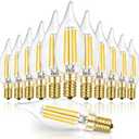 Hizashi E12 Candelabra Bulb 60 watt 5000K Daylight White, Dimmable E12 LED Bulb, 90+ CRI 6W 550LM, CA11 Flame Tip LED Chandelier Light Bulbs Candelabra Base, UL Listed - 12 Pack