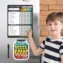 Magnetic Reward Chart for Kids - 8.5"x11" Dry Erase Chore Chart with Reward Jar - Ideal for Home Chore Tasks&Reward System (Black)