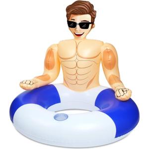 Silph PLC Pool Float, Inflatable Swim Ring with Cup Holder for Party, Pool Toys for Adult/Kids Relaxing & Pool Hunk Ring for Lifeguard