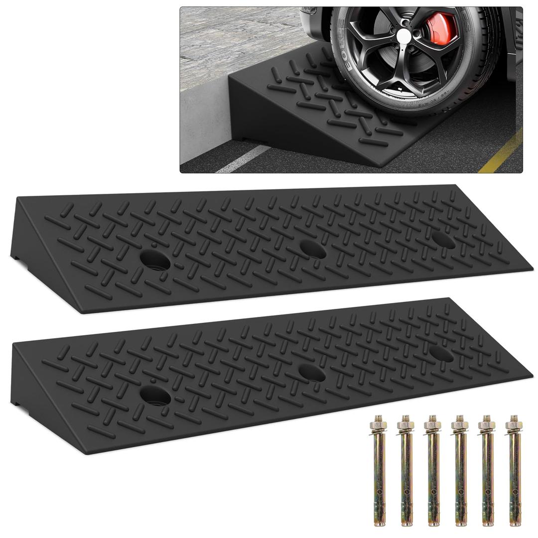 2 PCS 3.9" Rise Rubber Curb Ramp Threshold Ramps,Heavy Duty 3 Tons Capacity