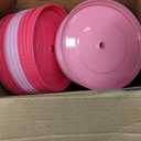 Skylety 24 Pcs Hot Pink Plastic Cups with Lids and Straws 24 oz Hot Pink Reusable Tumbler Party Supplies for Drinks Cups Bulk for Wedding Bridal Baby Shower Birthday