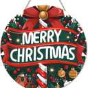 Merry Christmas Welcome Sign for Front Door with Light Strip Front Door Xmas Decoration 12.5UV-Printed PVC Foam Board Porch Sign for Christmas Decor Indoor Outdoor Home Wall(Candy Cane)