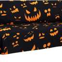 Easy-Going 80X133 inches Halloween Sofa Cover, Jacquard Velvet Oversized Couch Slipcover for 3 Cushion Couch, L Shape Sectional Covers for Dogs, Washable Sofa Blanket, Furniture Protector
