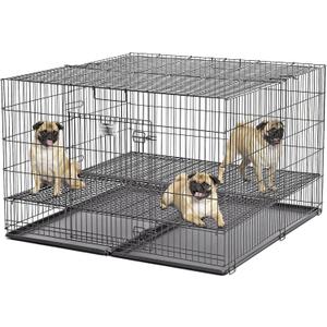 MidWest Homes for Pets Puppy Playpen Crate - 248-05 Grid & Pan Included (1/2 inch Floor Grid)