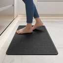 YDKGL Kitchen Mats for Floor, Super Absorbent Kitchen Rugs Non Slip Washable, Soft Imitation Linen Braided Kitchen Runner Rug, Standing Mat Kitchens Sink Mat, Easy to Clean, Black 17x30