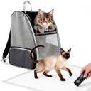 Cat Carrier Soft Sided Pet Carrier Backpack Airline Approved cat Bag for Cats & Dogs - Collapsible, 270° Breathable Design with 1 Pet Poop Bag+ 5 Leak-Proof Pee Pads, Ideal for Small/Medium Pets