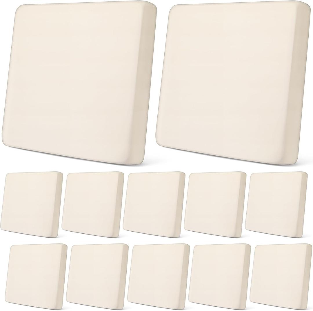 Newwiee 12 Pcs Stretch Cushion Covers Replacement Waterproof Sofa Couch Cushion Covers Washable Individual Couch Slipcovers Set Furniture Protector for Pets(20-27 Inch,Beige)