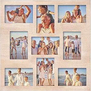 MONT PLEASANT Collage Picture Frames 4x6, 4x6 Brown Picture Frames Collage for Wall Decor 9-Openings, Multi Family Photo for Gallery Decor, Hanging Display Or Tabletop Stand for Living Room