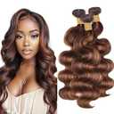 Human Hair Bundles Body Wave P4/30 Color Human Hair Unprocessed Brazilian Virgin 3 Bundles Quick Weave Human Hair Extensions 300g (P4/30 Body Wave,20 22 24)