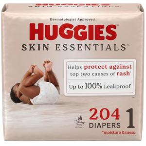 Huggies Size 1 Diapers, Skin Essentials Baby Diapers, Size 1 (8-14 lbs), 204 Count (3 Packs of 68), Packaging May Vary : Everything Else