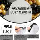 TONIFUL Black Mr and Mrs Just Married Banner,Wedding Sign for Backdrop,Glitter Felt Sign - Includes Dot Glue - Perfect for Wedding Party Decorations,Wall Decr,Arch Background,Balloon Arch