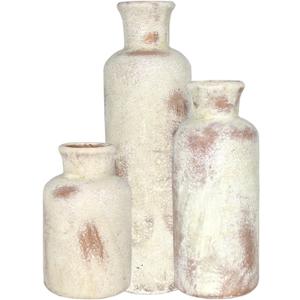 Vases, Set of 3, Ceramic Vase Set, Home Decorative, Vintage Inspired, Handmade Ceramic, Pampas Grass Vases Modern, Warm Premium Feeling(Vintage Brown)