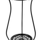 2-Tier Heavy Duty Metal Plant Stand | Round Indoor Outdoor Potted Plant Holder, Black Corner Display Shelf