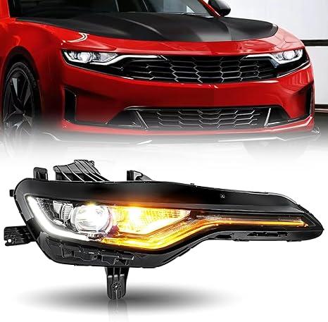 (2)84756148 LED Headlight Assembly Compatible with 2019 2020 2021 2022 2023 2024 Chevrolet Camaro SS, 1SS, 2SS, RS; Right Passenger Side Headlight (RH) Replace # 84529723, GM2503494