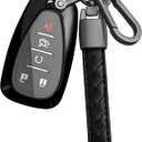 Sindeda for Chevrolet Key Fob Cover With Keychain Soft TPU Full Protection Key Shell Case Compatible with Chevrolet 2016-2025 Chevy Malibu Camaro Cruze Traverse Sonic Volt Bolt Equinox-Black