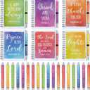 Sabary 24 Set Christian Notebook Bulk with Pens Watercolor Bible Verse Journals and Ballpoint Pen Spiral Notebook Set Religious Notepad for Church Women Inspirational Gifts Religious Party Favors
