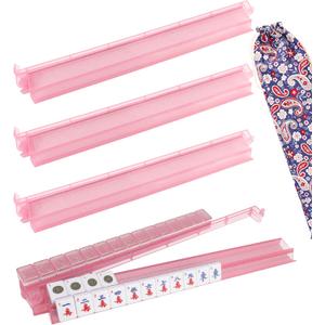 LUCKFOX Mahjong Racks with Pushers Set of 4, Pink Glitter Acrylic