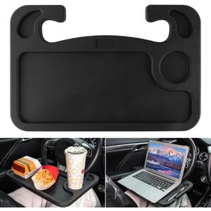 JUSTTOP Car Steering Wheel Desk for Laptop,Multipurpose Travel Car Accessories, Car Seat Stand Trays for Eating, Steering Wheel Under Table Console (Black)