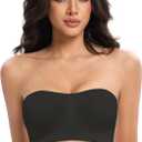Lusait Strapless Bras for Women Non-Slip Seamless Padded Bandeau Bra Wireless Convertible Tube Top Bralette (Black, S)