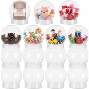 BESTOYARD 15 Pack Snow Globes with Screw Off, 2.75 X 2.36 Inch DIY Clear Plastic Water Jar Make Your Own Globe for HER Valentine Holiday Crafts Christmas Home Decoration