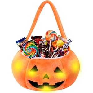 PinkSheep Halloween Trick or Treat Bucket: Light up Halloween Bags for Trick or Treating (Pumpkin)