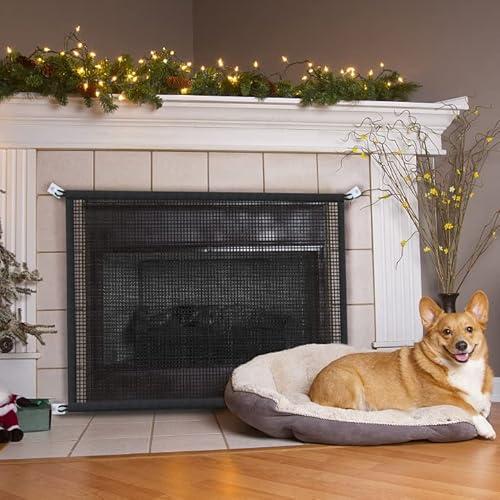 Fireplace Screen Safe Mesh Gate: Child Proof Barrier Guard Living Room Fire Place Cover for Toddler Baby and Pets. (29"x38")